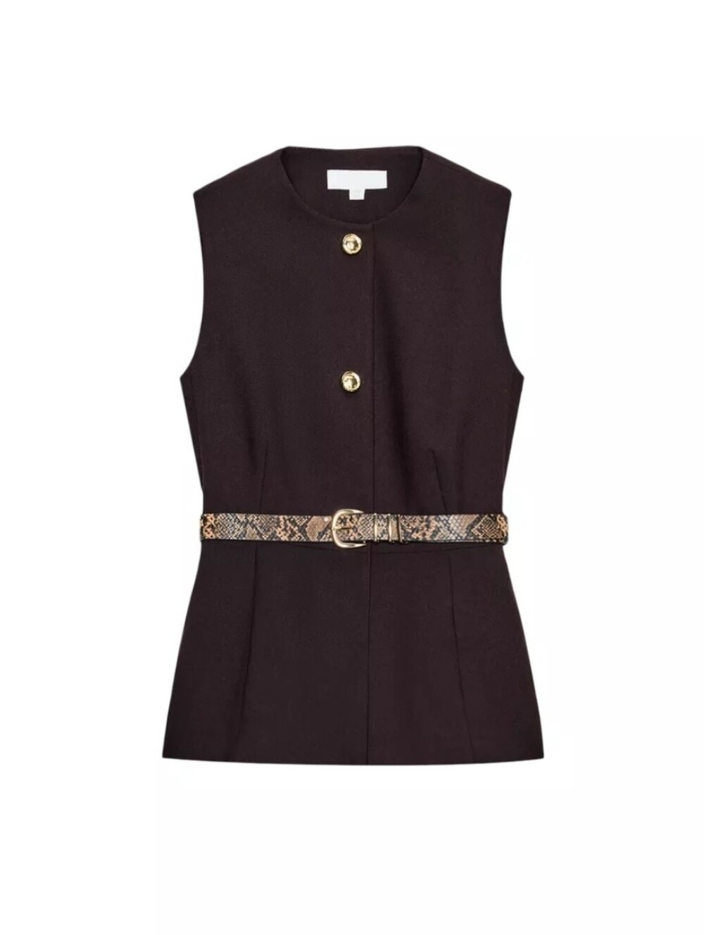 Sz S Zara BELTED VEST BROWN New 7484/321